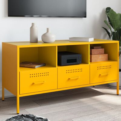 vidaXL Mueble para TV acero amarillo mostaza 100,5x39x50,5 cm