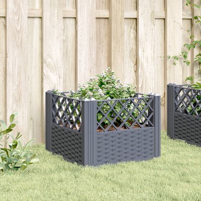 vidaXL Jardinera con clavijas PP gris 43,5x43,5x43,5 cm