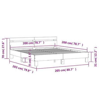 vidaXL Cama con cabecero madera de ingeniería roble Sonoma 200x200 cm