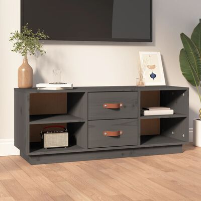 vidaXL Mueble de TV de madera maciza de pino gris 100x34x40 cm