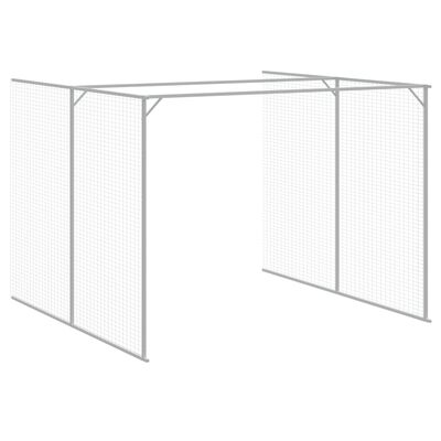 vidaXL Caseta perros con corral acero galvanizado gris 214x661x181 cm