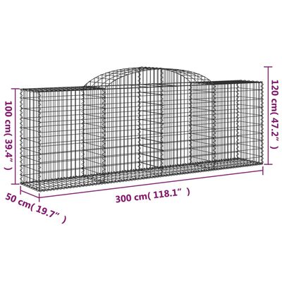 vidaXL Cestas de gaviones 9 uds forma de arco hierro 300x50x100/120 cm