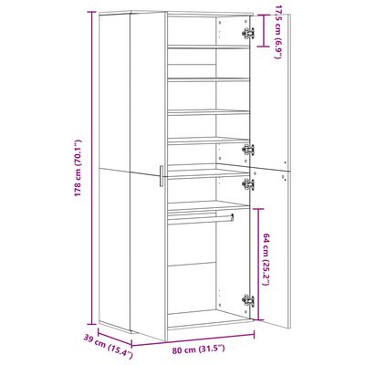 vidaXL Mueble zapatero madera de ingeniería roble ahumado 80x39x178 cm