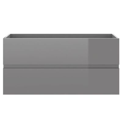 vidaXL Set muebles de baño 2 piezas madera contrachapada gris brillo