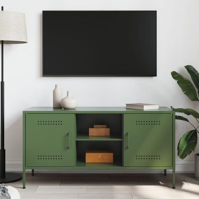 vidaXL Mueble de TV de acero verde oliva 100,5x39x50,5 cm