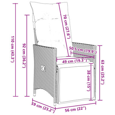 vidaXL Set de mesa y sillas de jardín 11 pzas y cojines ratán PE beige