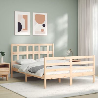 vidaXL Estructura de cama con cabecero madera maciza 140x190 cm