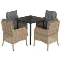 vidaXL Set comedor de jardín 5 pzas con cojines ratán sintético beige