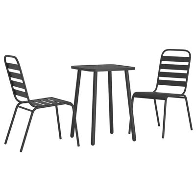 vidaXL Juego de comedor de jardín 3 piezas acero gris antracita