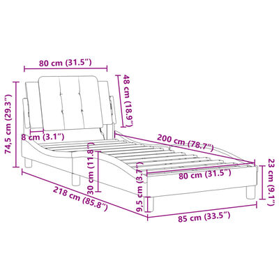 vidaXL Cama con cabecero cuero sintético blanco y negro 80x200 cm