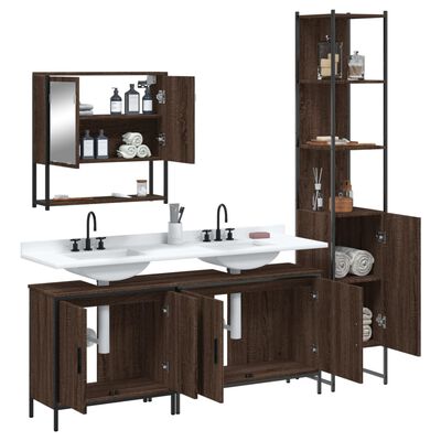 vidaXL Set de muebles baño 4 pzas madera contrachapada roble marrón