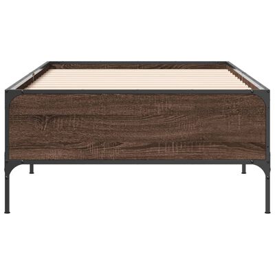 vidaXL Estructura cama madera ingeniería metal roble marrón 75x190 cm