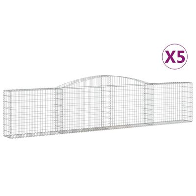 vidaXL Cestas de gaviones 5 uds forma de arco hierro 400x30x80/100 cm