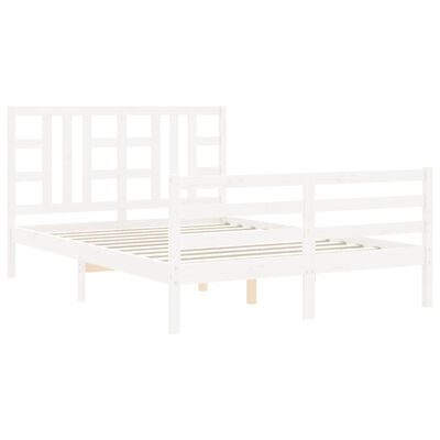 vidaXL Estructura de cama con cabecero madera maciza blanco 140x200 cm