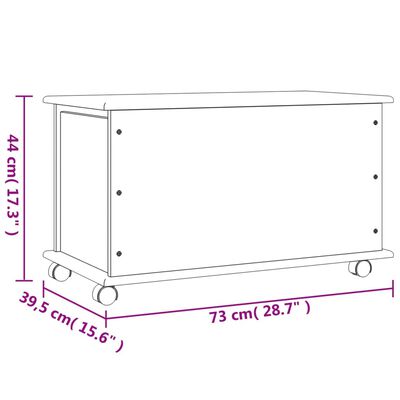 vidaXL Baúl de almacenaje con ruedas ALTA madera maciza 73x39,5x44 cm