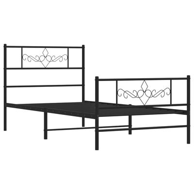 vidaXL Estructura cama sin colchón con estribo metal negro 100x190 cm