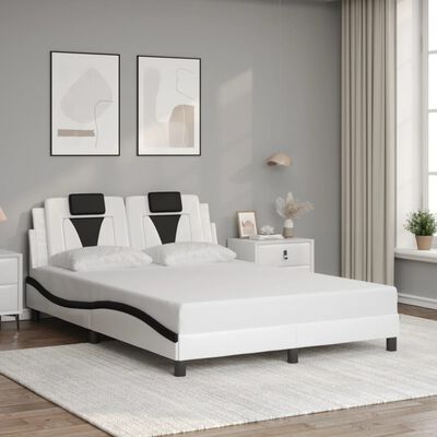 vidaXL Estructura cama cabecero cuero sintético blanco negro 140x200cm