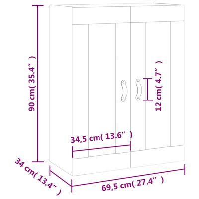 vidaXL Armario de pared blanco 69,5x34x90 cm