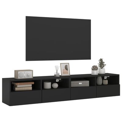 vidaXL Muebles de pared TV 2 uds madera ingeniería negro 80x30x30 cm