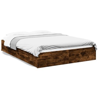 vidaXL Cama con cajones madera de ingeniería roble ahumado 160x200 cm