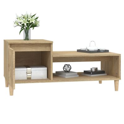 vidaXL Mesa de centro madera contrachapada roble Sonoma 100x50x45 cm