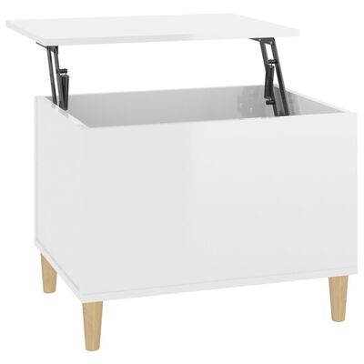 vidaXL Mesa de centro madera contrachapada blanco brillo 60x44,5x45 cm