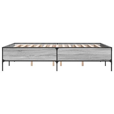 vidaXL Estructura cama madera ingeniería metal gris Sonoma 120x200 cm