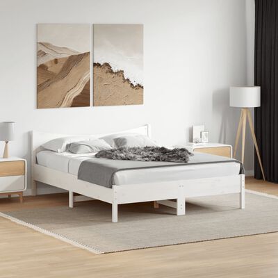 vidaXL Estructura de cama con cabecero madera de pino blanco 150x200cm