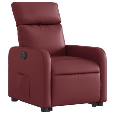 vidaXL Sillón elevable eléctrico cuero artificial rojo tinto