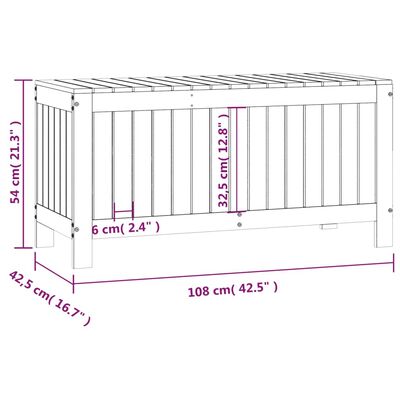 vidaXL Caja de almacenaje jardín madera de pino negro 108x42,5x54 cm