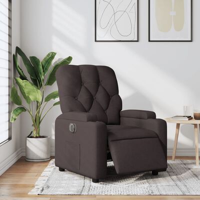 vidaXL Sillón reclinable eléctrico tela marrón oscuro