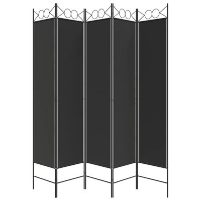 vidaXL Biombo divisor de 5 paneles de tela negro 200x200 cm