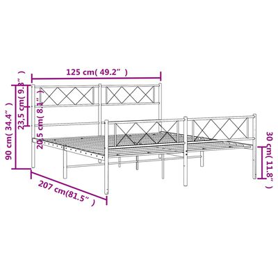 vidaXL Estructura cama sin colchón con estribo metal blanco 120x200 cm