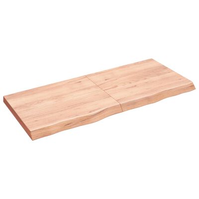 vidaXL Encimera baño madera maciza tratada marrón claro 140x60x(2-6)cm