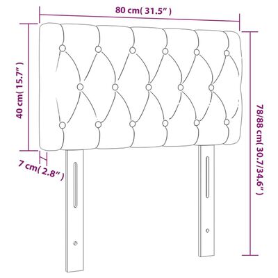 vidaXL Cabecero con LED de tela gris claro 80x7x78/88 cm