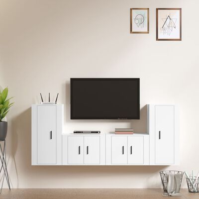 vidaXL Set de muebles para TV 4 piezas madera contrachapada blanco