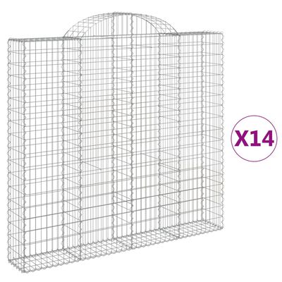 vidaXL Cestas de gaviones 14 uds forma de arco hierro 200x30x180/200cm