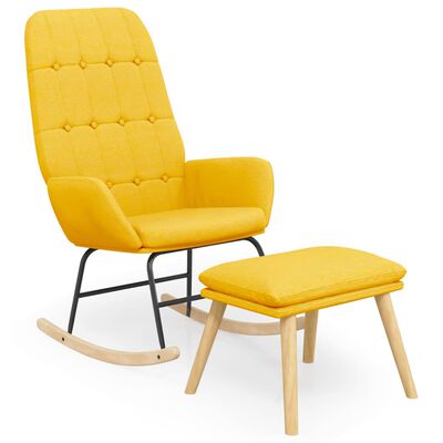 vidaXL Sillón mecedora con taburete tela amarillo mostaza