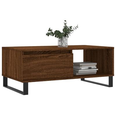 vidaXL Mesa de centro madera contrachapada marrón roble 90x50x36,5 cm