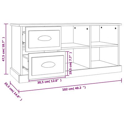 vidaXL Mueble de TV madera contrachapada blanco brillo 102x35,5x47,5cm