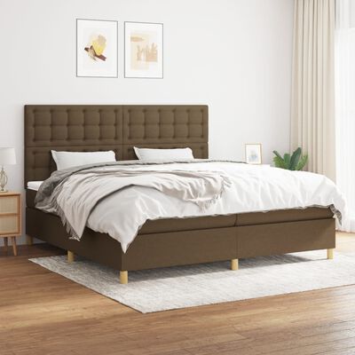 vidaXL Cama box spring con colchón tela marrón oscuro 200x200 cm