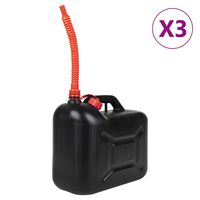 vidaXL Bidón de combustible boquilla flexible 3 ud plástico negro 20 l