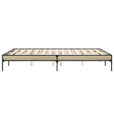 vidaXL Estructura cama madera ingeniería metal roble Sonoma 160x200 cm