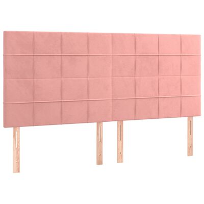 vidaXL Cama box spring colchón y LED terciopelo rosa 200x200 cm