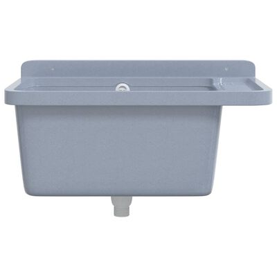 vidaXL Fregadero lavabo de pared resina gris 60x40x28 cm