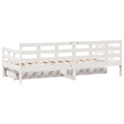 vidaXL Sofá cama con cajones madera maciza de pino blanca 80x200 cm