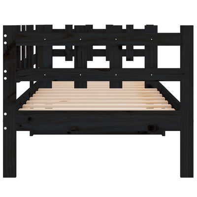 vidaXL Sofá cama madera maciza de pino negro 90x200 cm