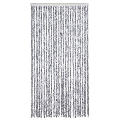 vidaXL Cortina antimoscas chenilla blanco y gris 100x200 cm