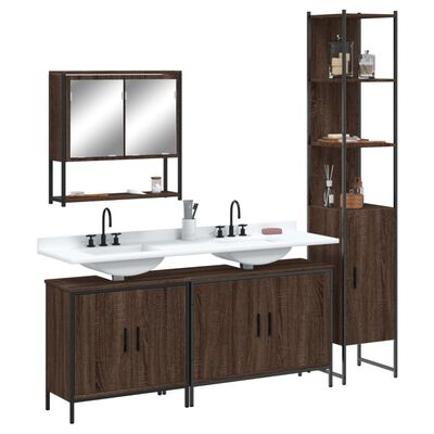 vidaXL Set de muebles baño 4 pzas madera contrachapada roble marrón