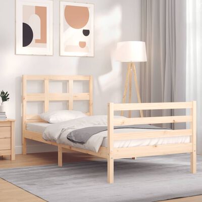 vidaXL Estructura de cama con cabecero madera maciza 100x200 cm